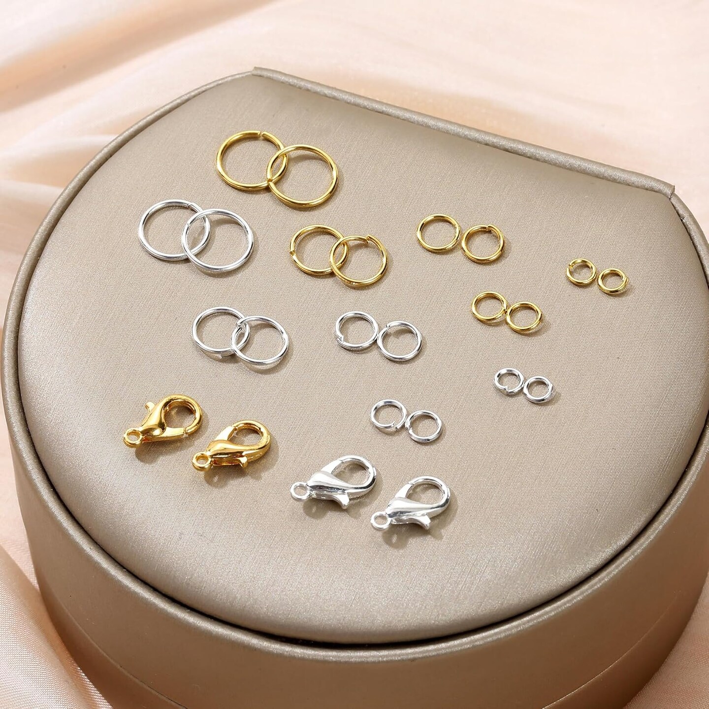 5 Sizes Silver and Gold Open Jump Rings, 500PCS O Rings and Lobster Clasps, Small and Large Jump Rings