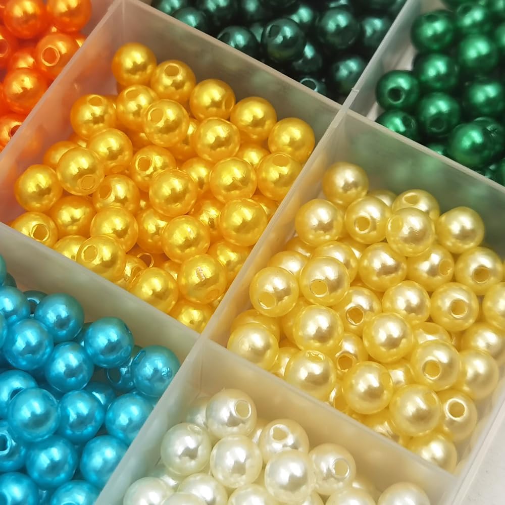 1800 Pieces 6mm Pearl Beads 30 Colors Plastic Spacers Beads for Jewelry Making and Crafting
