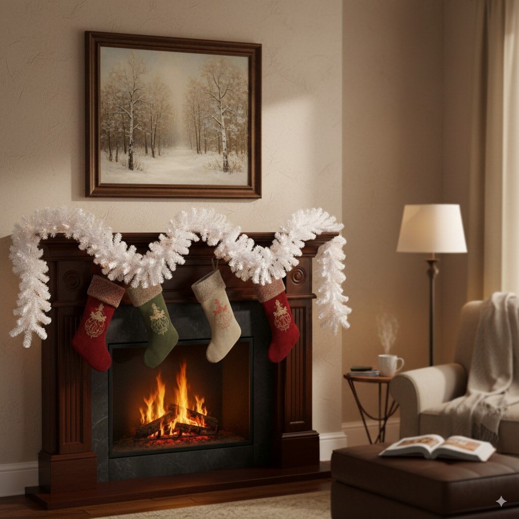 Perfect Holiday 9ft Artificial Christmas Garland - White