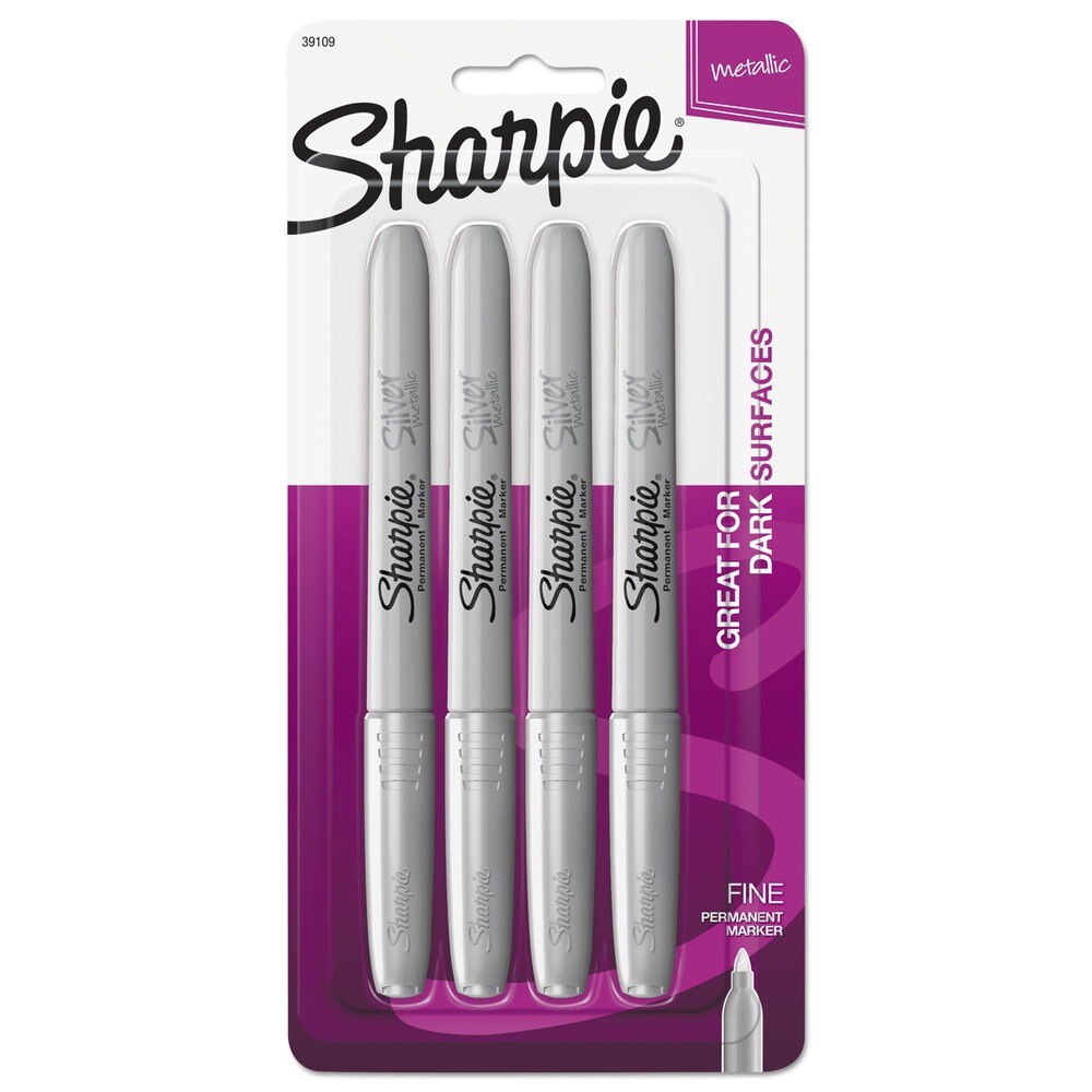 Sharpie Metallic Fine Point Permanent Markers - Metallic Silver (4/Pack)