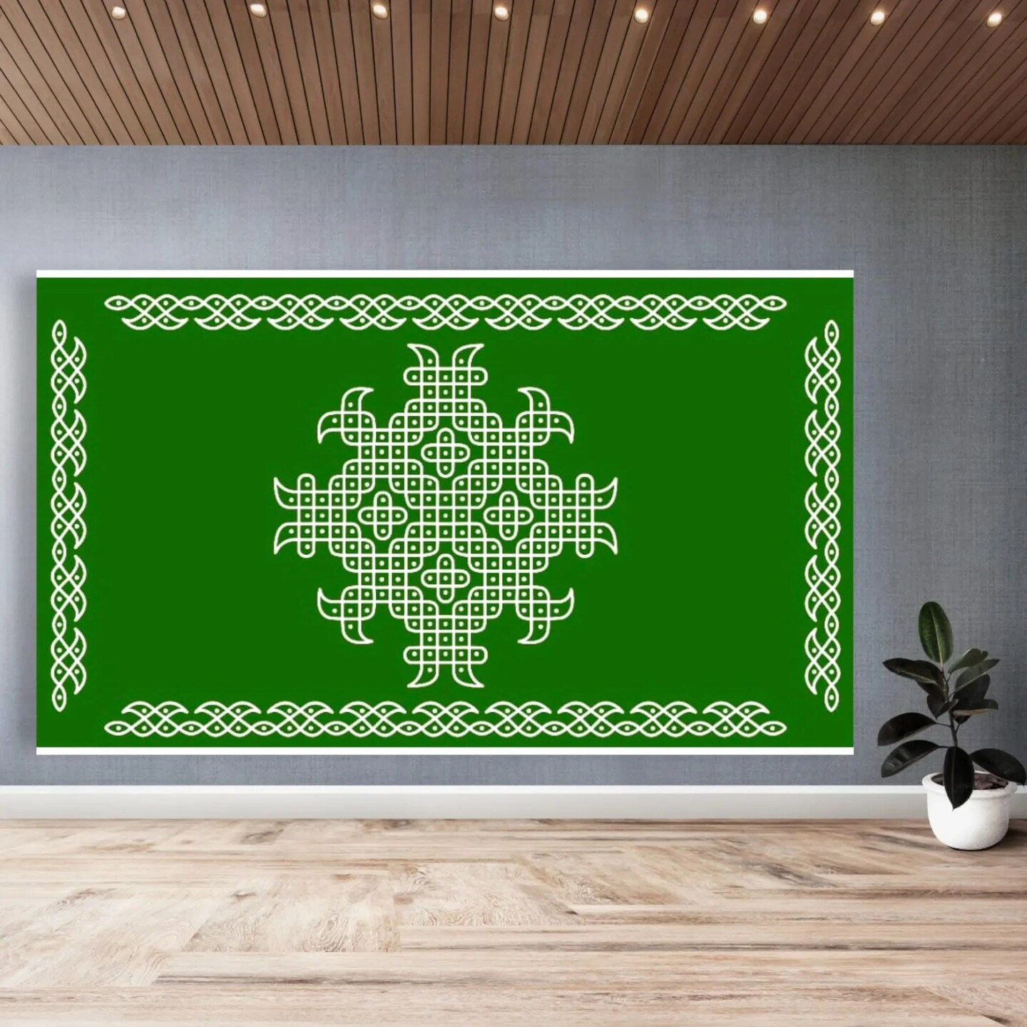 Indian Traditional Kolam Rangoli Cloth Backdrop Photo Decor Banner Pooja Room Decor Dot Kolam Backdrop for Diwali Ganesha Puja Wedding Housewarming Gift