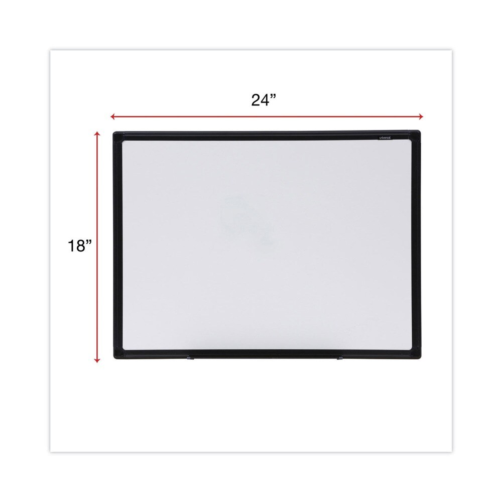 Universal 24 in. x 18 in. Design Series Deluxe Dry Erase Board - White Surface, Black Anodized Aluminum Frame