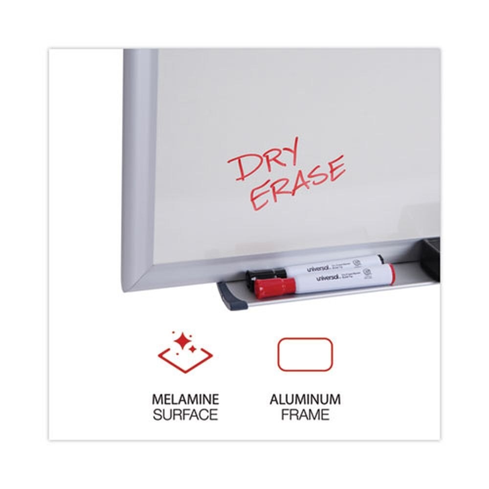 Universal Deluxe 48 in. x 36 in. Melamine Dry Erase Board - White/Silver