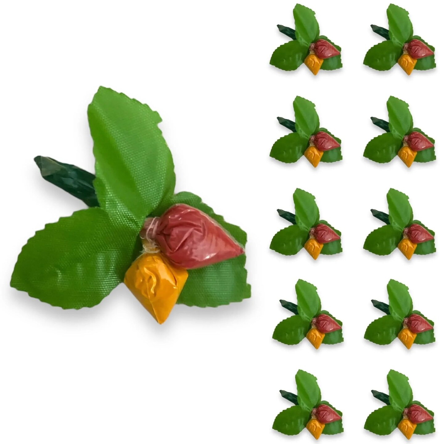 Haldi Kumkum Packets Bulk Strawberry Style Mini Packs Premium Sindoor and Turmeric Powder Combo - Hindu Thamboolam Set for Indian Wedding Havan Durga Puja Festive Essentials Return Gift