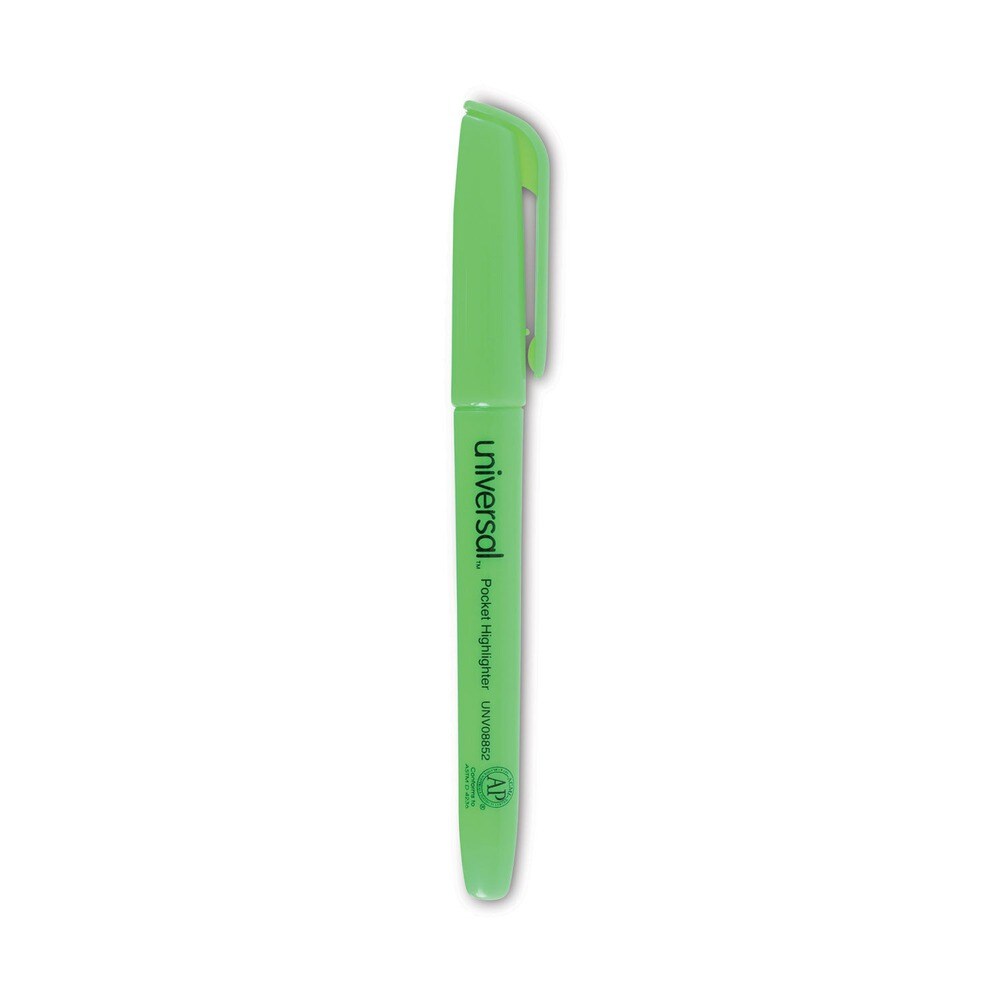 Universal Chisel Tip Pocket Highlighters - Fluorescent Green (1 Dozen)