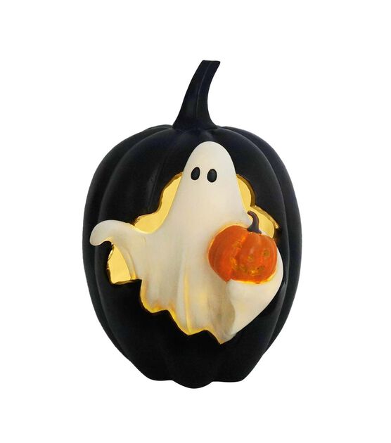 8&#x22; Ghost Popping out of Pumpkin w/LED &#x2013; Spooky Halloween Decor