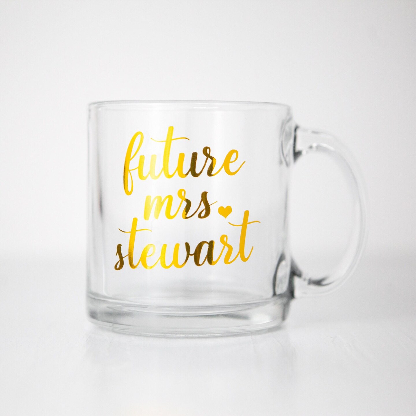 New Future Mrs Glass Mug, Gold Custom Coffee Mugs, Engagement Gift