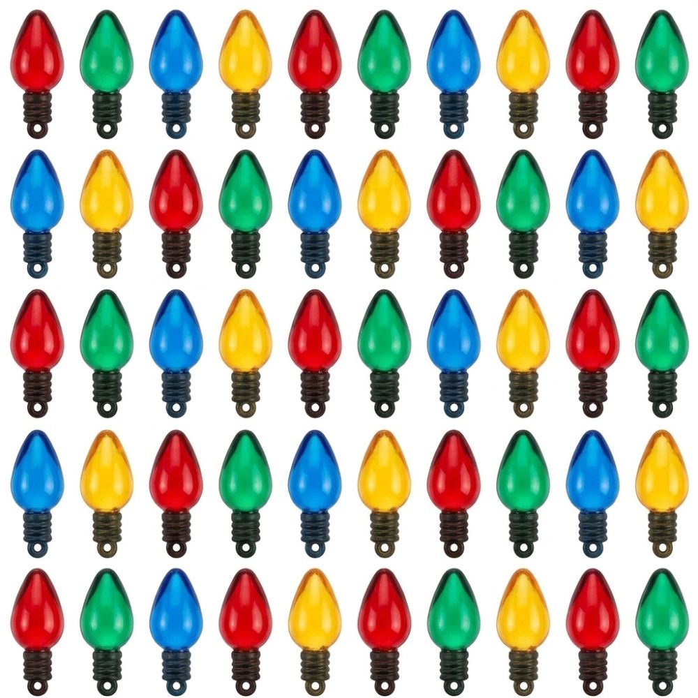Buttons Galore Vintage Christmas Light Buttons – 50-Piece Retro Holiday Craft & Sewing Embellishments, Translucent Bulb Buttons for DIY, Scrapbooking & Decorations