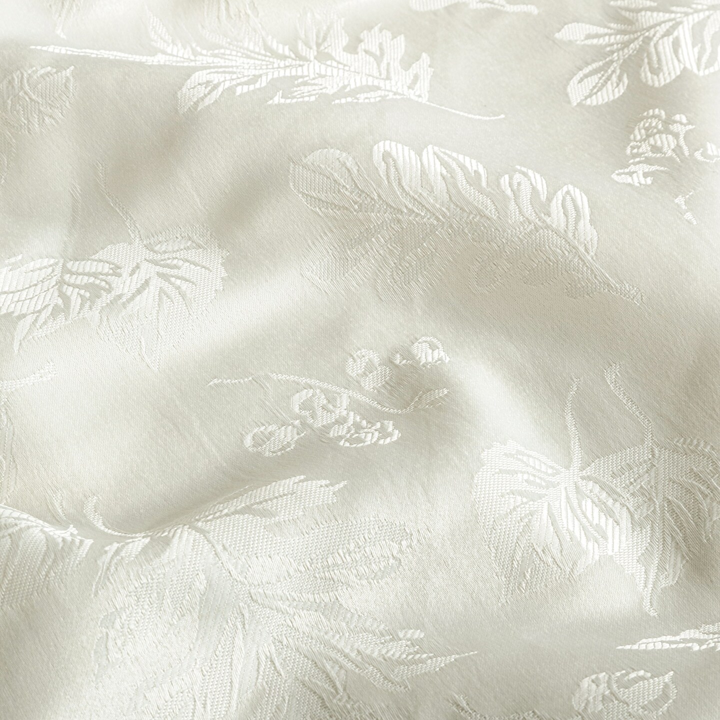 Threadmade Home Elegant Woven Leaves Jacquard Damask Napkin, Set of 8, Ivory - 17"W x 17"L