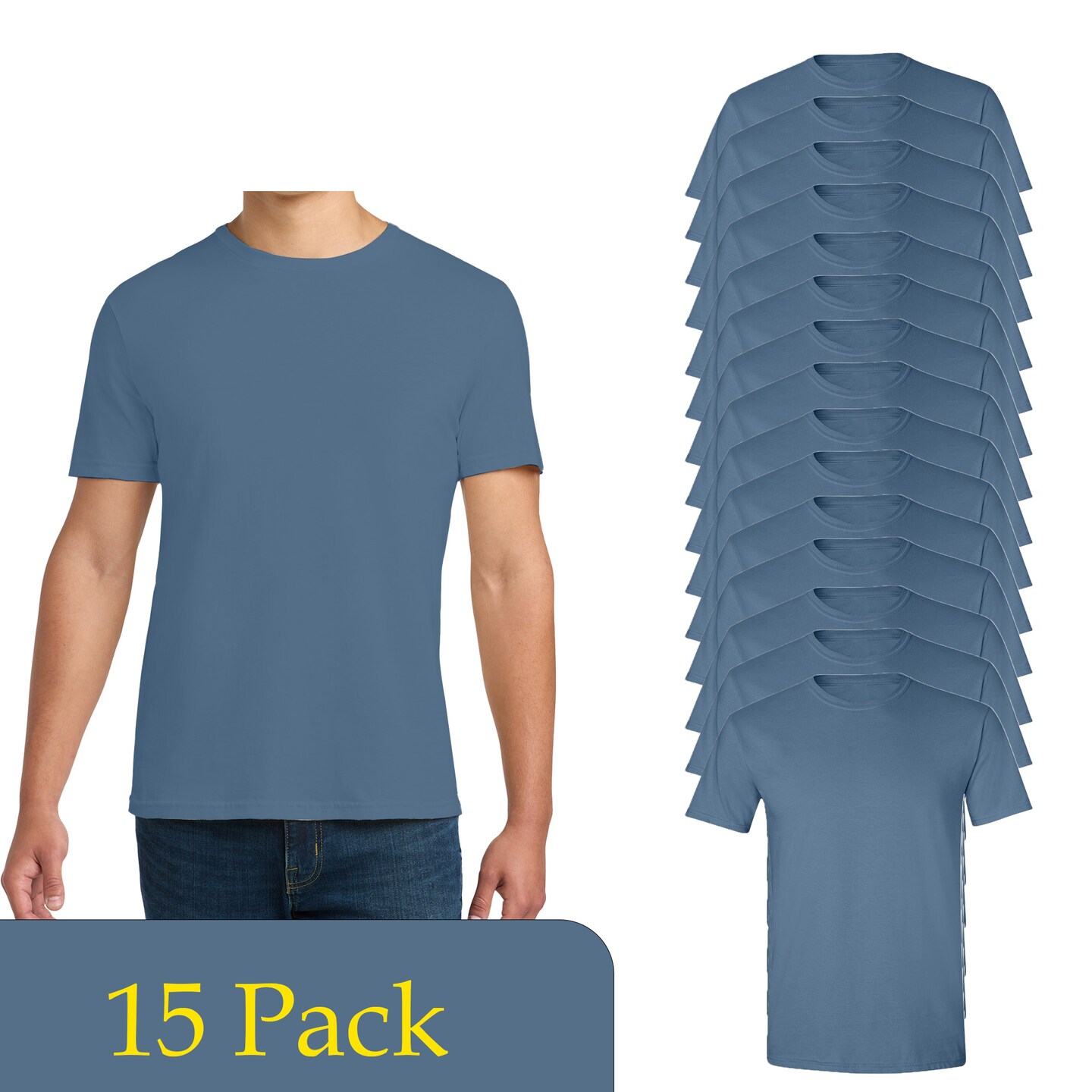 Gildan Unisex Softstyle T-Shirt Bundle, Indigo Blue Short Sleeve Crewneck Blanks for DIY Printing