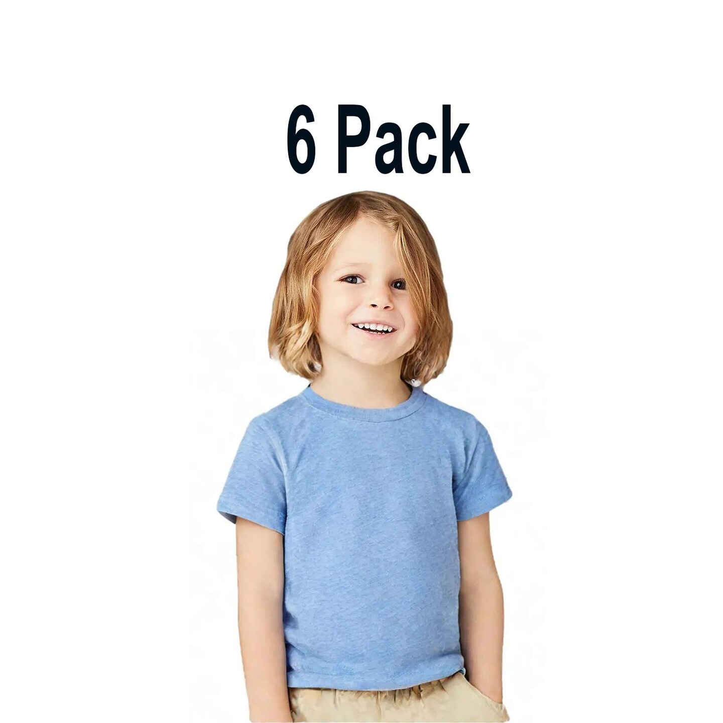 6 Pack: BELLA + CANVAS Toddler Triblend Crewneck Short Sleeve T-Shirt for Play, Casual & Everyday Wear