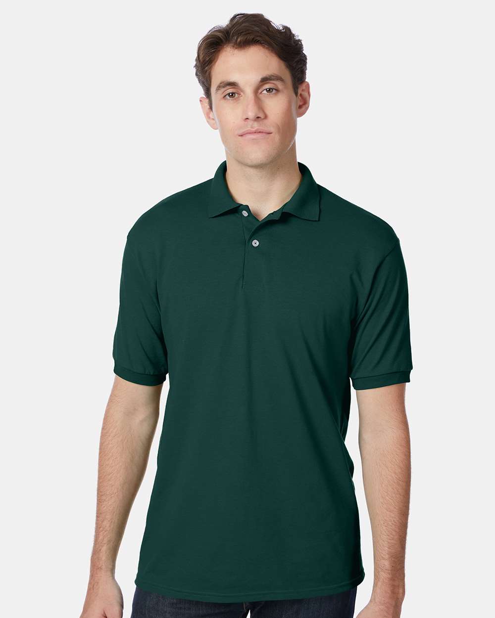 Hanes Men's EcoSmart Jersey Polo Shirt Cotton Polyester Blend Classic Fit Casual Workwear