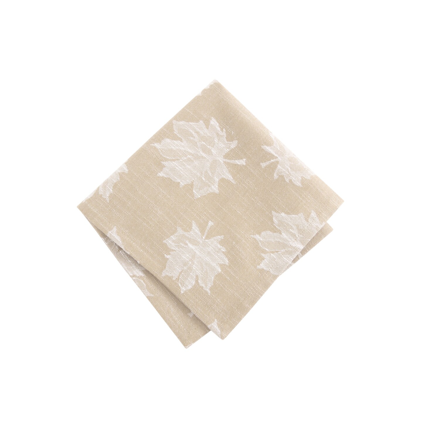 Threadmade Home Falling Leaves Jacquard Napkins, Set of 8, Taupe - 17"W x 17"L