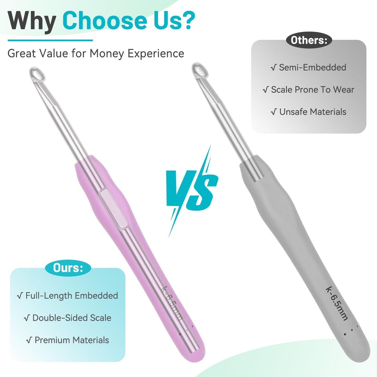 Crochet Hooks Set with Case, 12 Size Ergonomic Crochet Needles for Beginner Adult Arthritic Hands, 2mm(B)-8mm(L) Extra Long Knitting Hook for Crocheting Yarn- Great DIY Craft Christmas Gift
