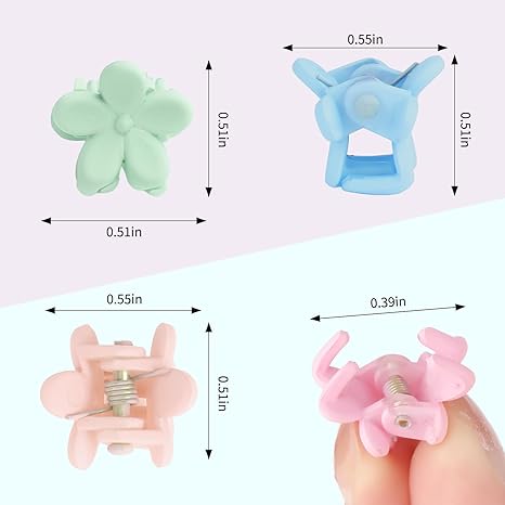 100 Pcs Mini Flower Hair Clips for Girls & Women - 0.5" Small Flower Claw Clips for Fine & Thick Hair, Colorful Tiny Floral Hair Pins with Storage Box, Cute Y2K Hair Accessories for Kids & Toddlers