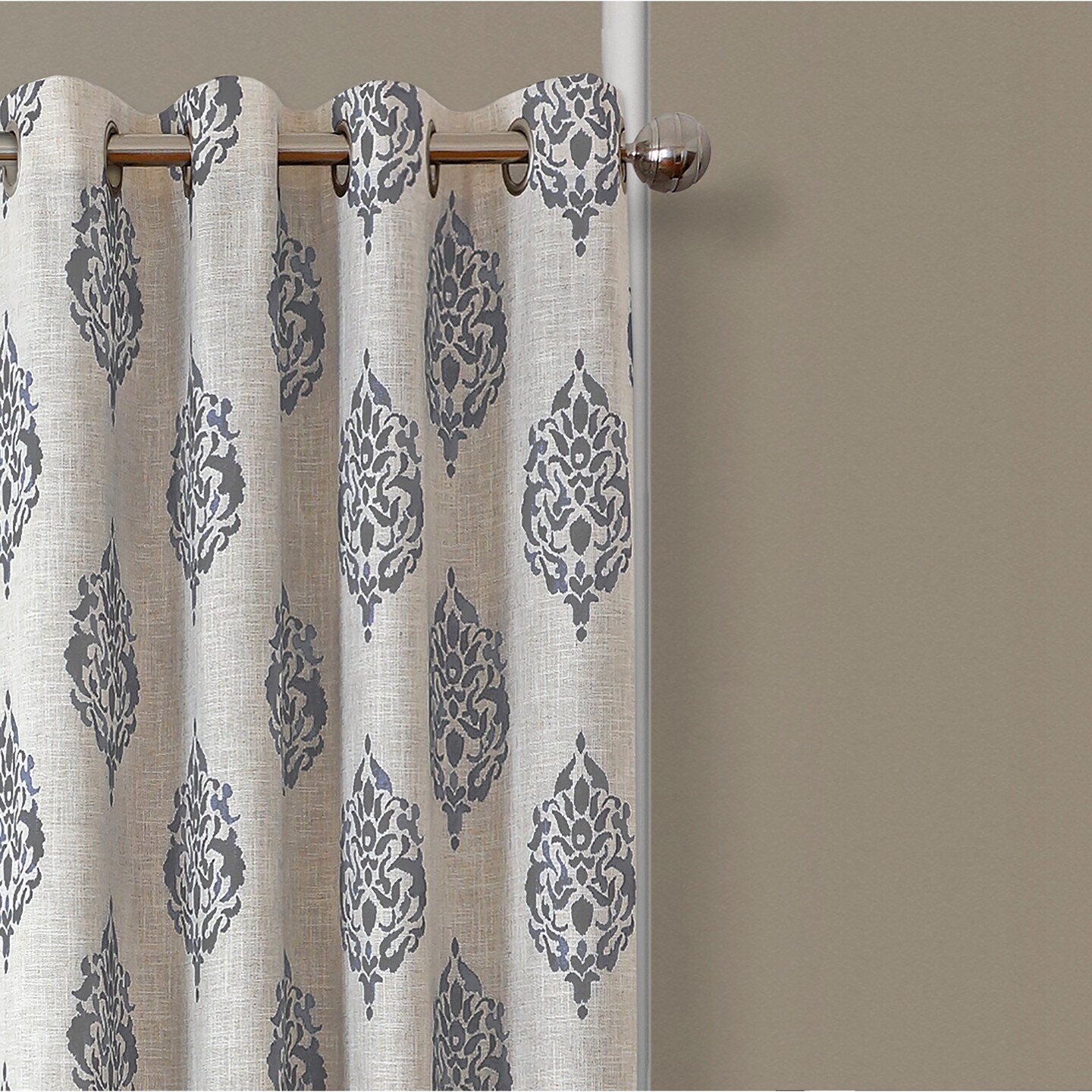 Threadmade Home Navara Medallion Room Darkening Window Curtain, Gray - 52"W x 84"L
