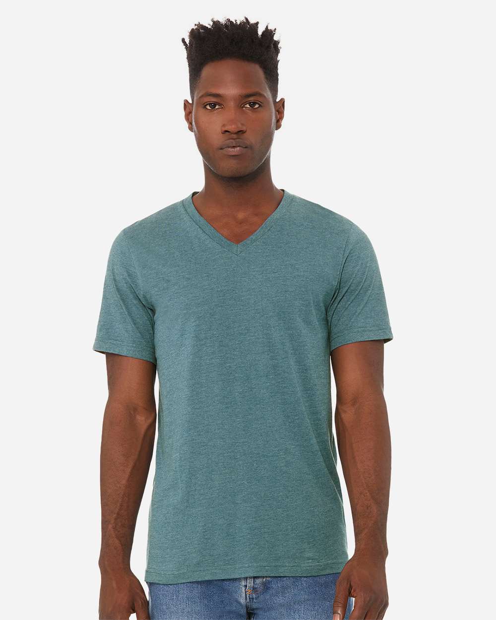 BELLA CANVAS Unisex Heather CVC Short Sleeve V-Neck T-Shirt for Everyday Wear & Custom Print Essential Tee