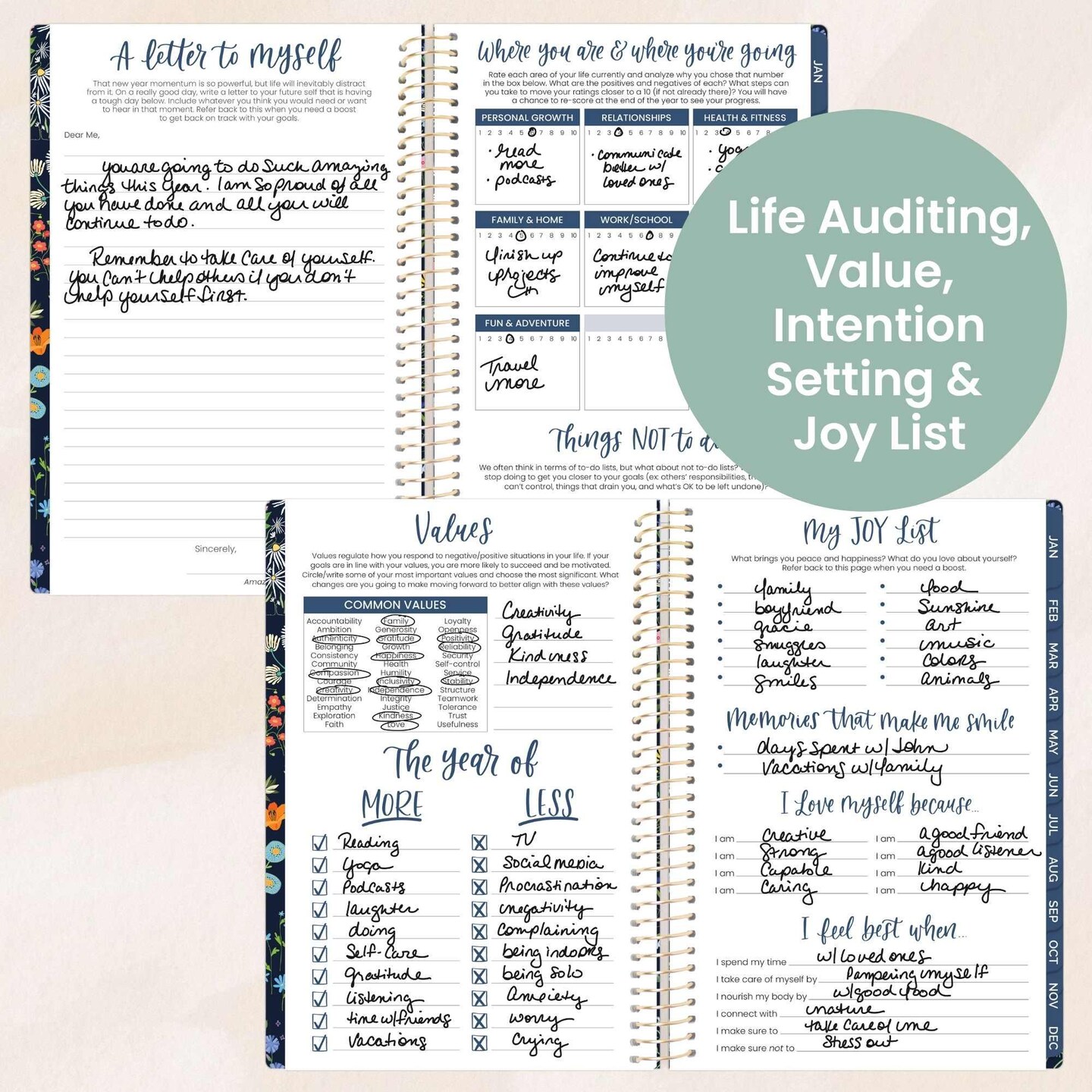 bloom daily planners 2026 Soft Cover Weekly & Monthly Planner, 5.5" x 8.25", Garden Party, Navy