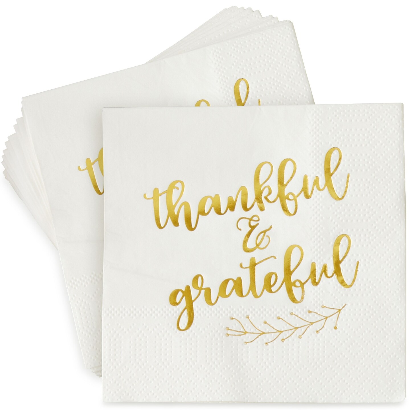 50 Pack Thanksgiving Cocktail Napkins Party Supplies Table Decorations, Thankful and Grateful (5 x 5 In)