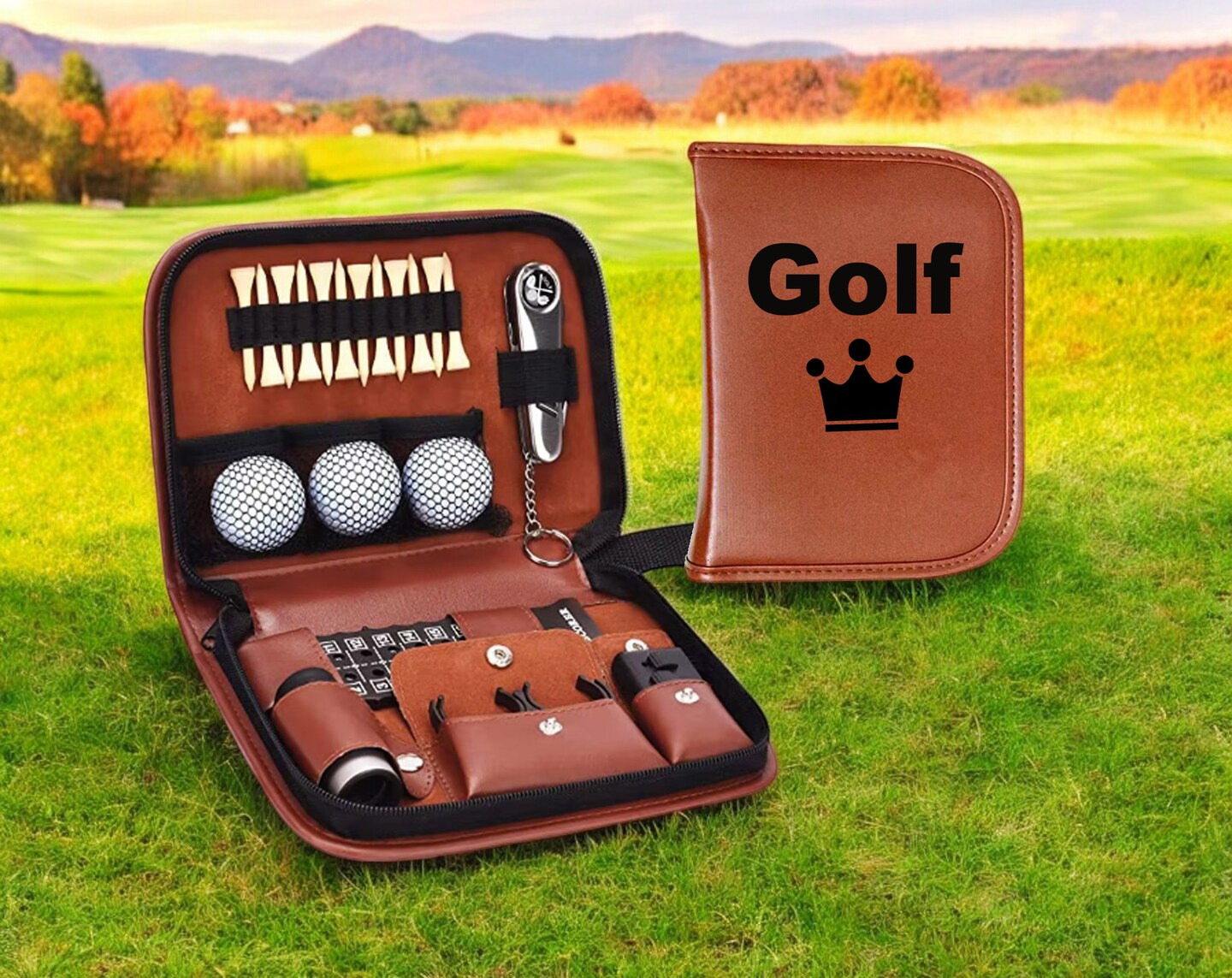 Personalized Leather Golf Tool Kit Set for Men and Women - Gift