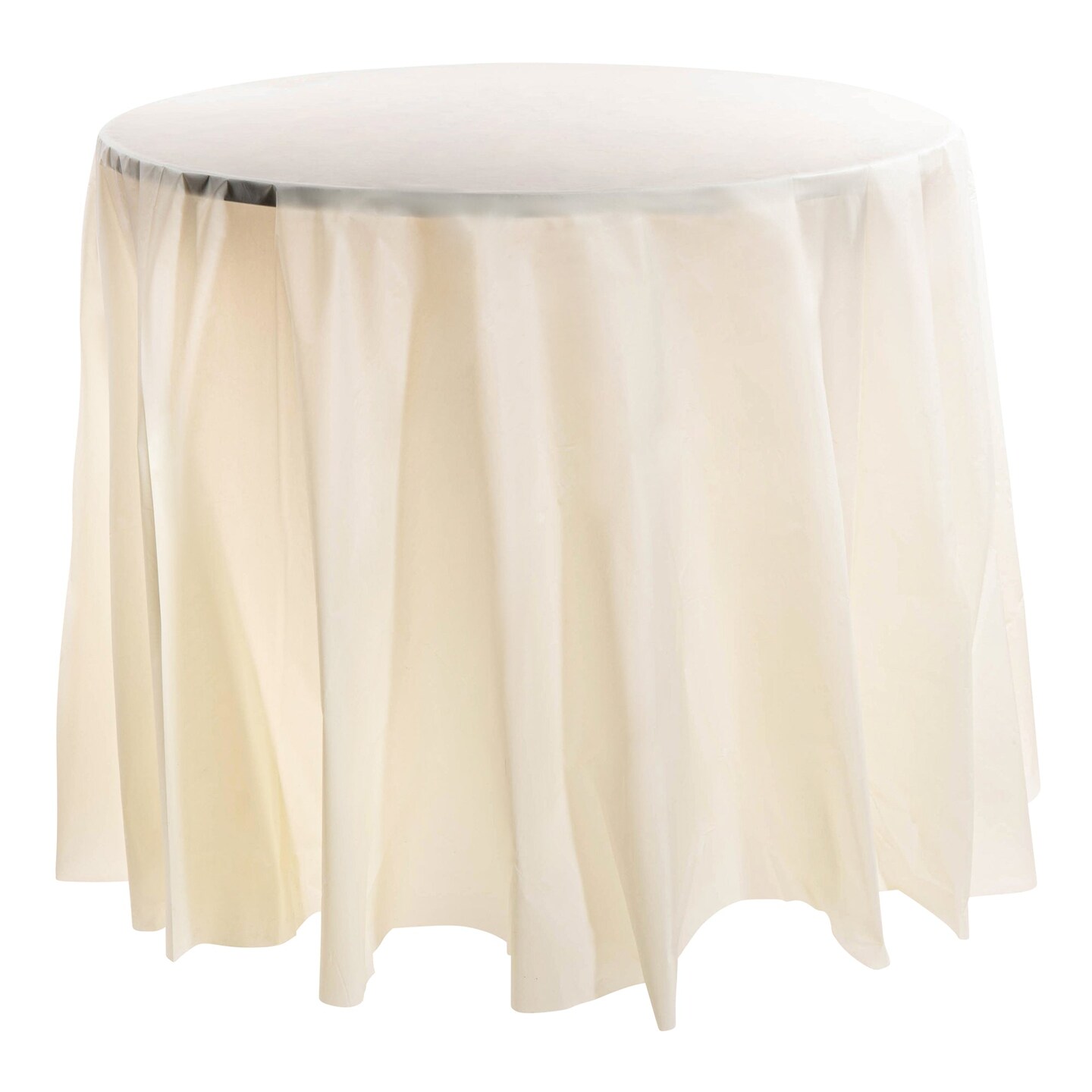Ivory Round Disposable Plastic Tablecloths - 84" (96 Tablecloths)