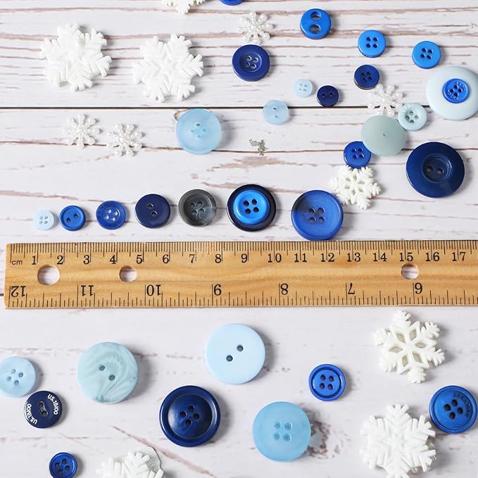 Buttons Include Blue Series Sewing Button Snowflakes Button Pearl Snowflakes Glitter Snowflake Resin Charms for Scrapbooking Embellishment DIY Crafts, 3 Style