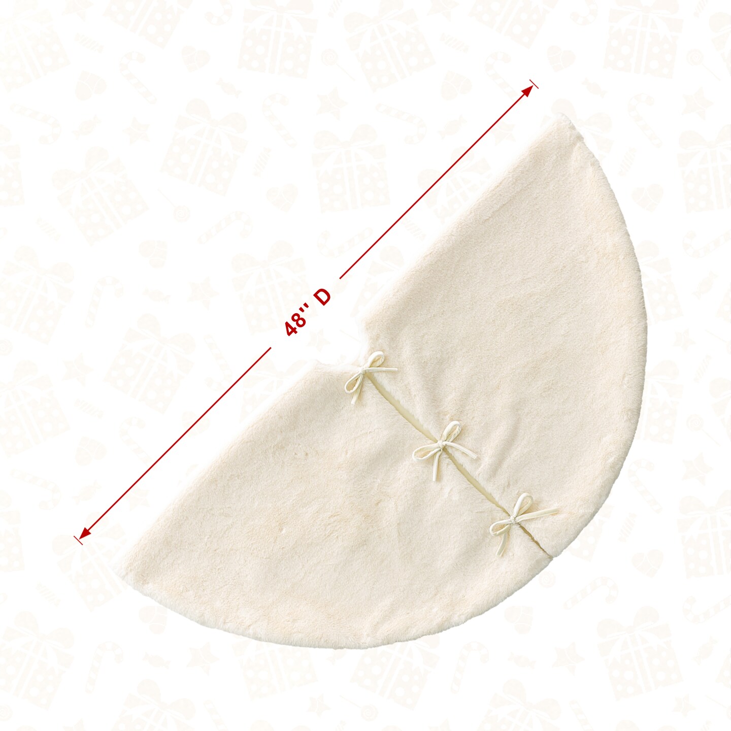 Set of 2 48"D/60''D Reversible Faux Rabbit Fur/Korean Fleece Christmas Tree Skirt