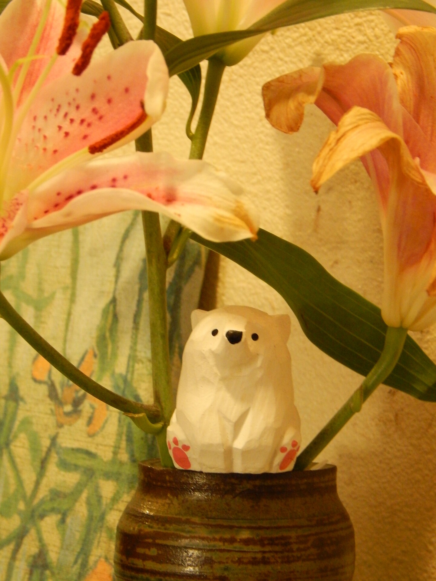 Hand-Carved Wooden White Bear Keychain – Personalized Handmade
