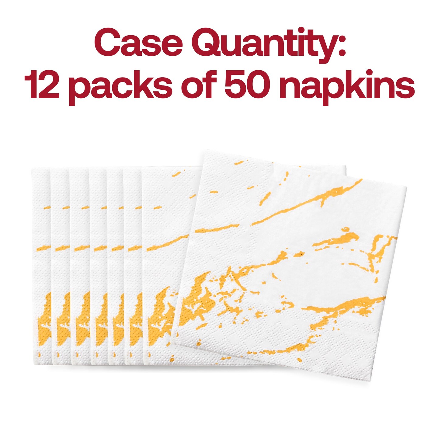 Durable White with Gold Marble Paper Beverage/Cocktail Napkins (600 Napkins)