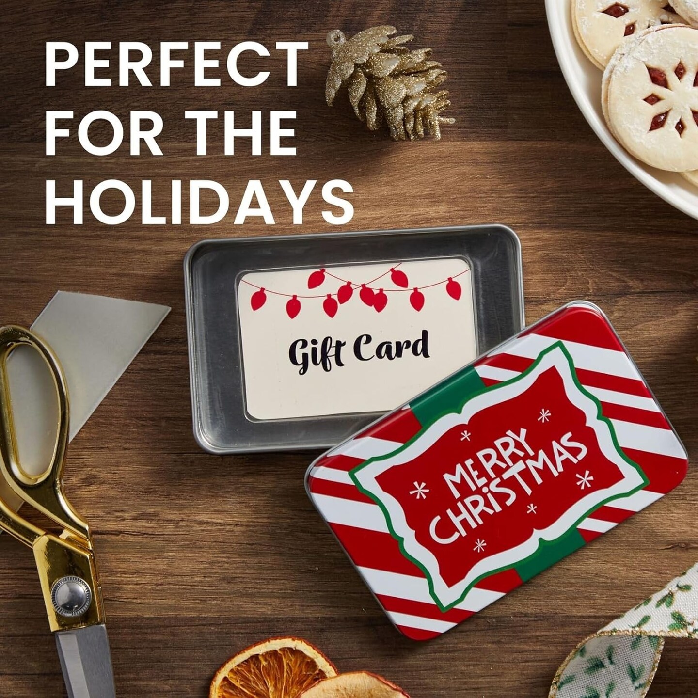 Decorative Tin Boxes for Stocking Stuffers (4.9 x 3.2 x 0.8 In)