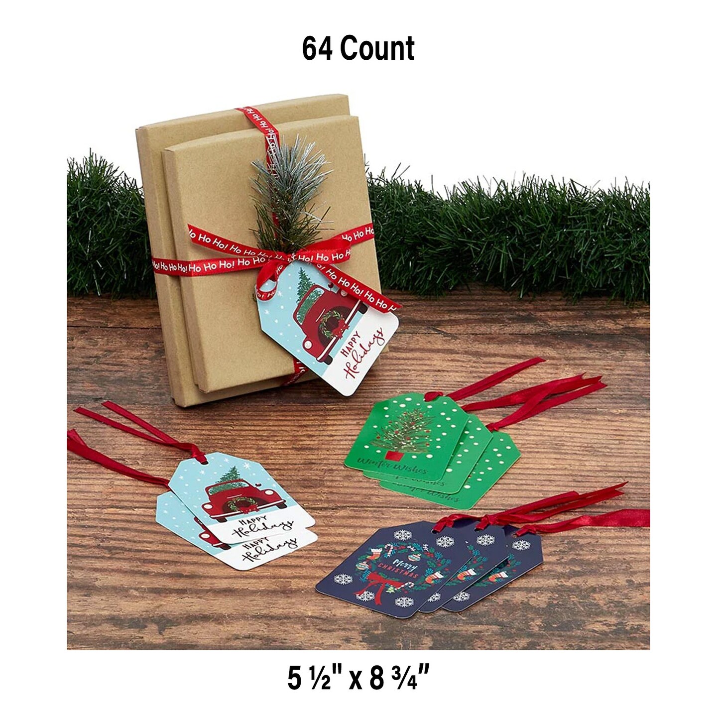 5.5&#x22; x 8.75&#x22; Assorted Holiday Strung Gift Tags 32 per Package