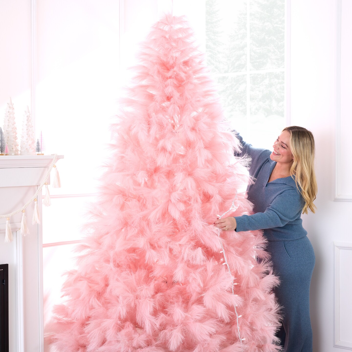 Best Choice Products Premium Artificial Pink Pampas Christmas Tree Holiday D&#xE9;cor w/ Foldable Metal Base
