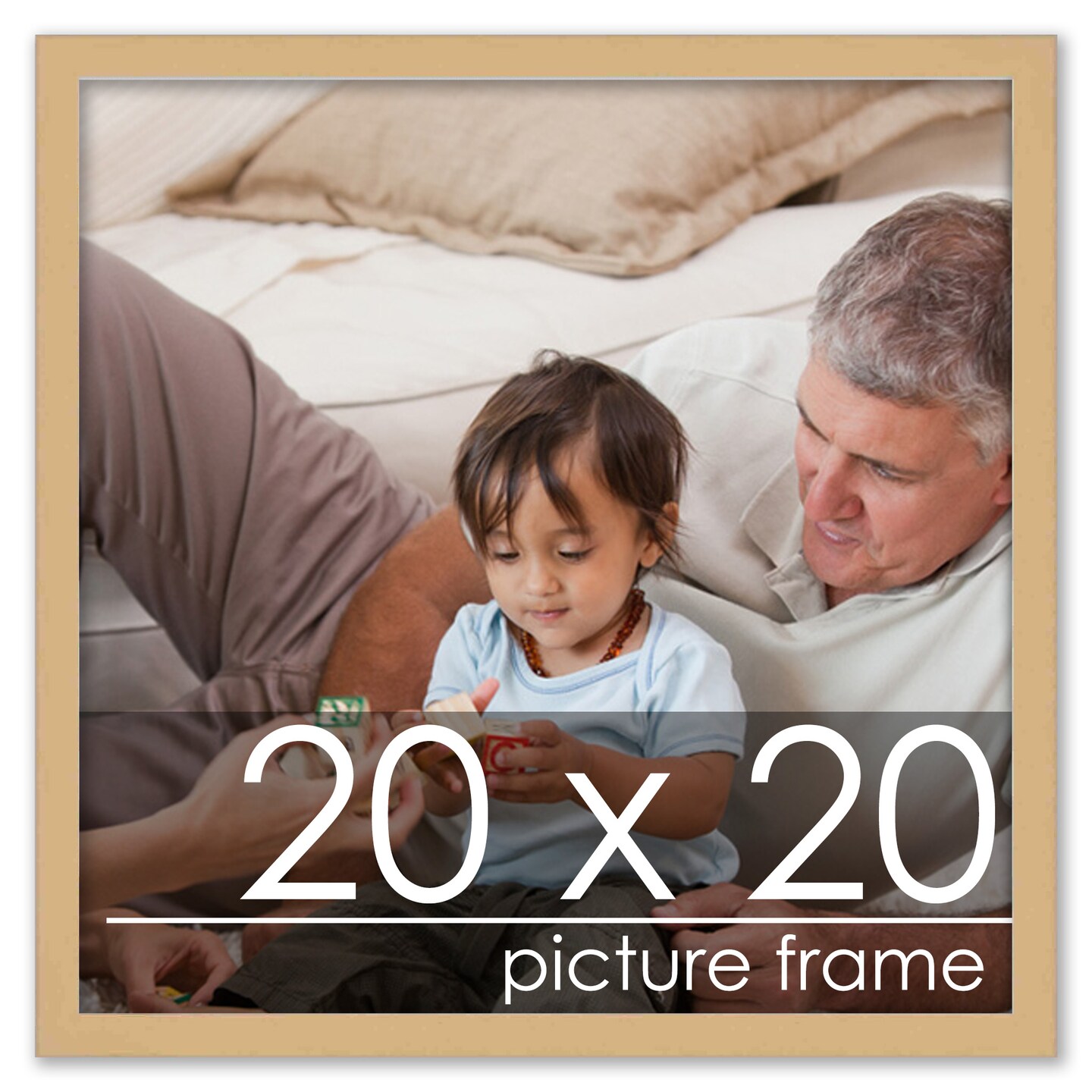Square Classic Modern Yellow Picture Frame - UV Acrylic, Foam Board Backing, Hanging Hardware