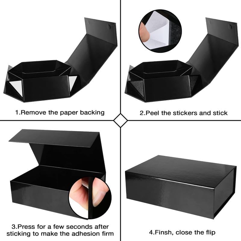 Black Gift Boxes with Lids for Presents.Small Gift Decorative Boxes 10.5 * 7 * 3in,Bridesmaid Proposal Boxfor Wedding,Christmas,Birthday(5PCS)