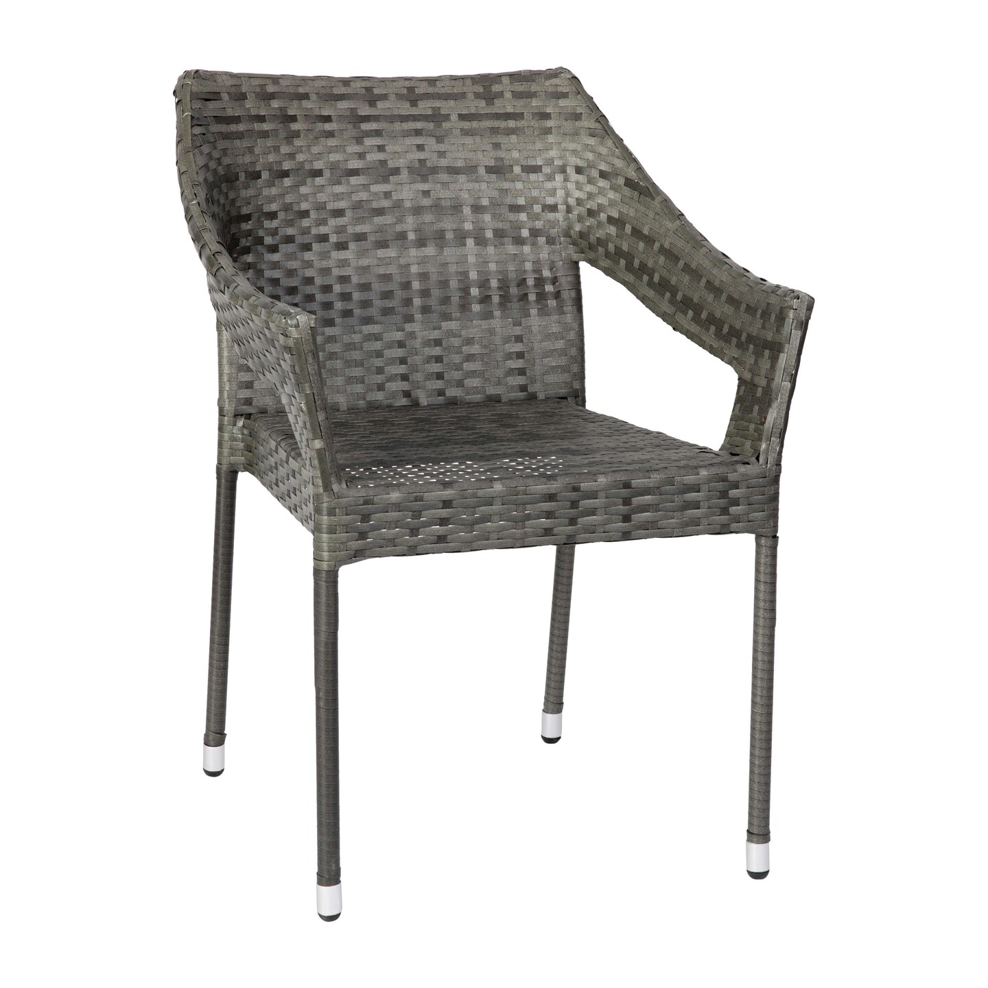 Emma and Oliver Embry All-Weather Indoor/Outdoor Stacking Patio Dining Chairs with Steel Frame and Weather Resistant PE Rattan