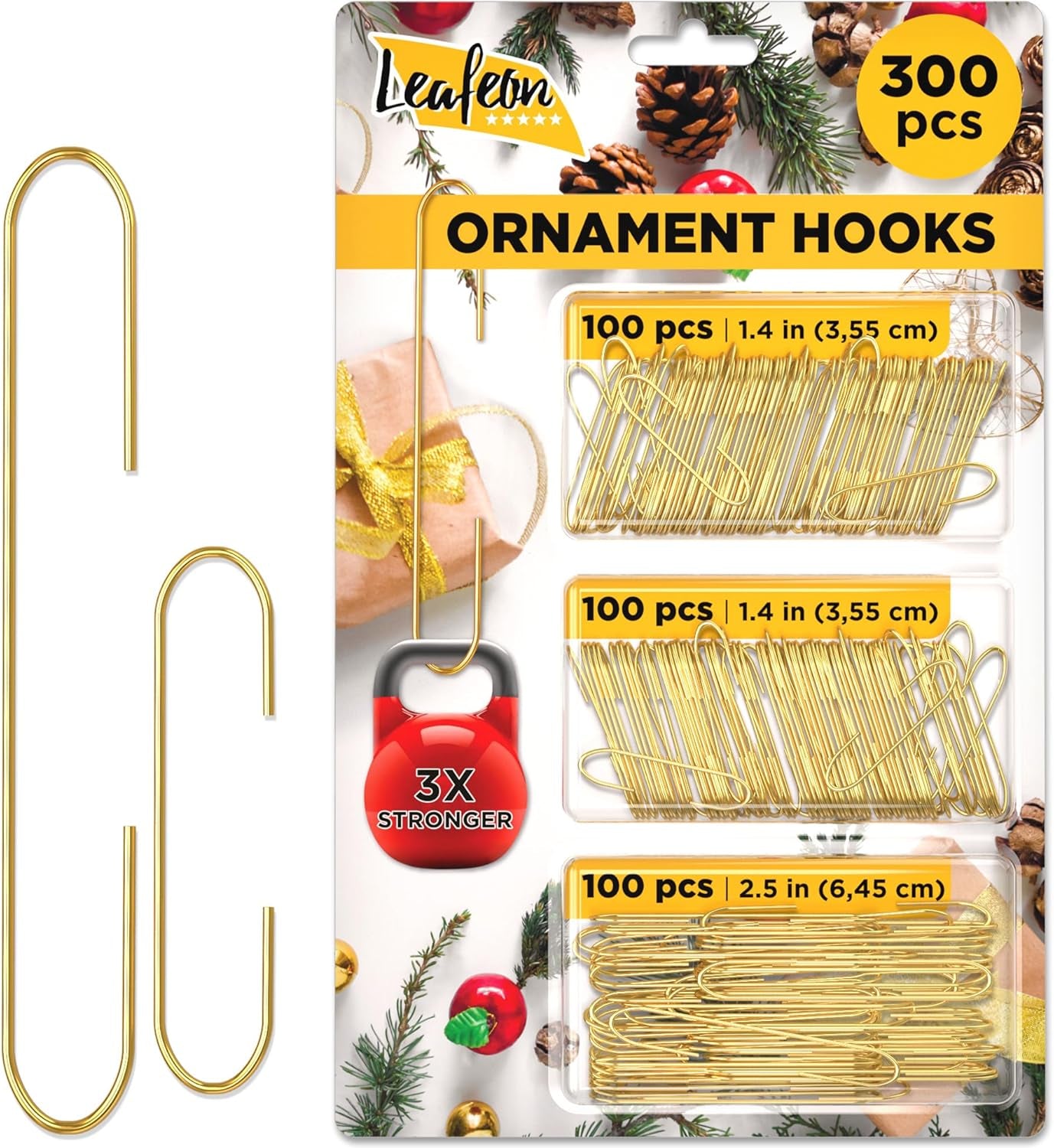 300 Pcs Gold Christmas Ornament Hooks &#x2013; Gold Christmas Ornament Hangers &#x2013; Ornament Hooks for Christmas Trees