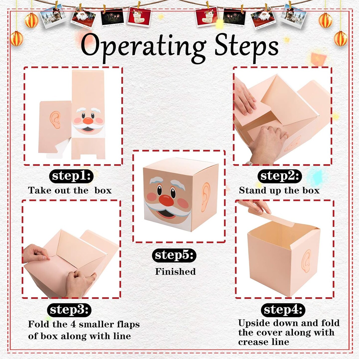 Christmas Gift Boxes with Lids for Presents, Large Santa Claus Stacking Boxes Christmas Eve Decorative Nesting Boxes Xmas Stackable Gift Storage Boxes Decorations for Party