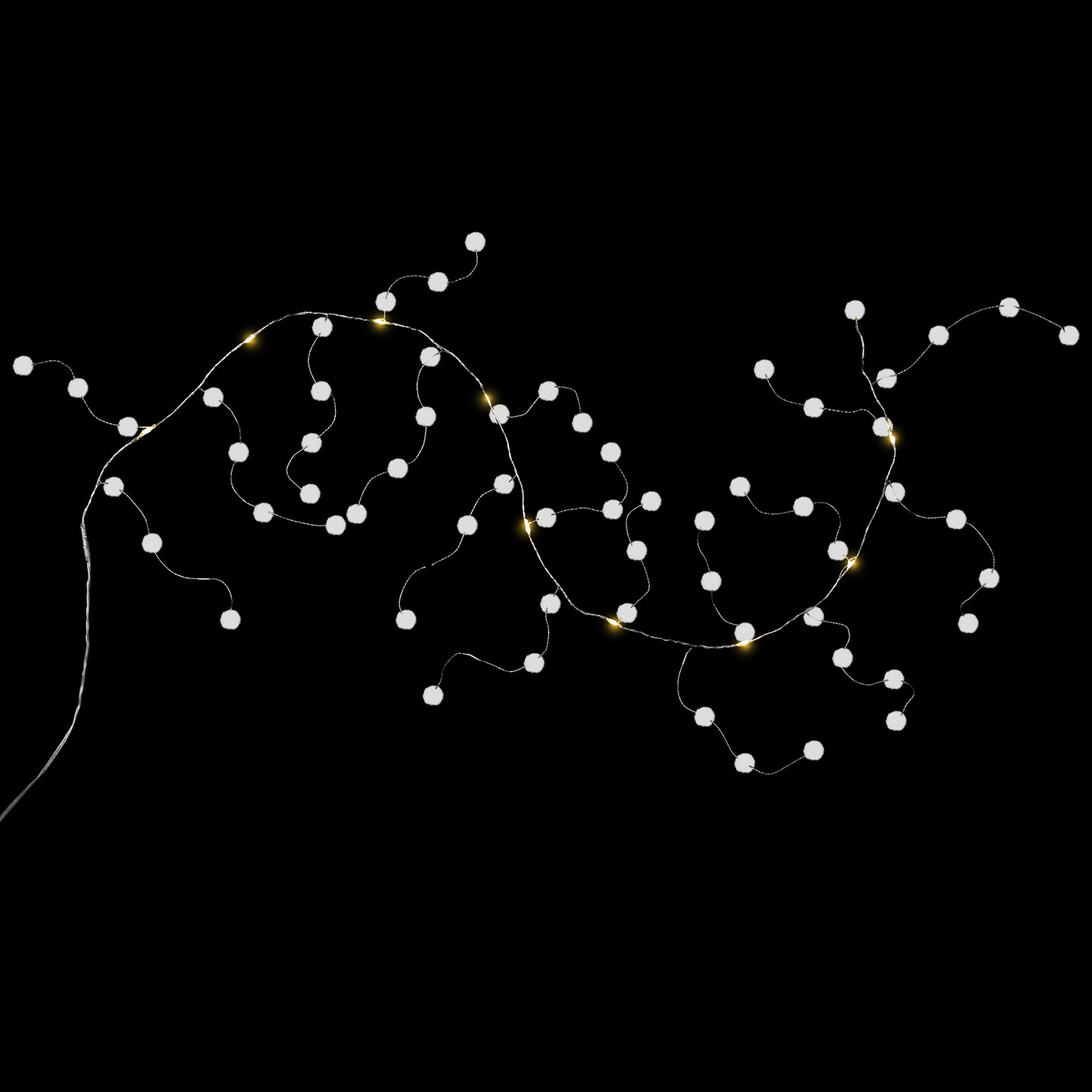 Northlight LED Pom Pom Christmas Garland Light Set - Cool White - 4.25' Clear Wire - 10ct