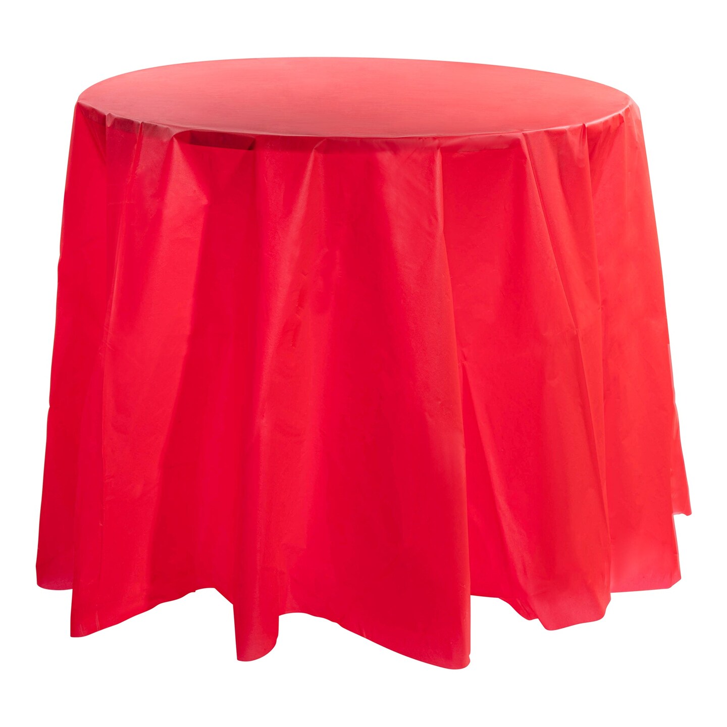 Red Round Disposable Plastic Tablecloths - 84&#x22; (96 Tablecloths)