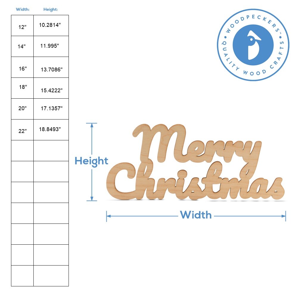 Script Wood &#x201C;Merry Christmas&#x22; Cutout, From 12&#x22;- 22&#x22; | Woodpeckers