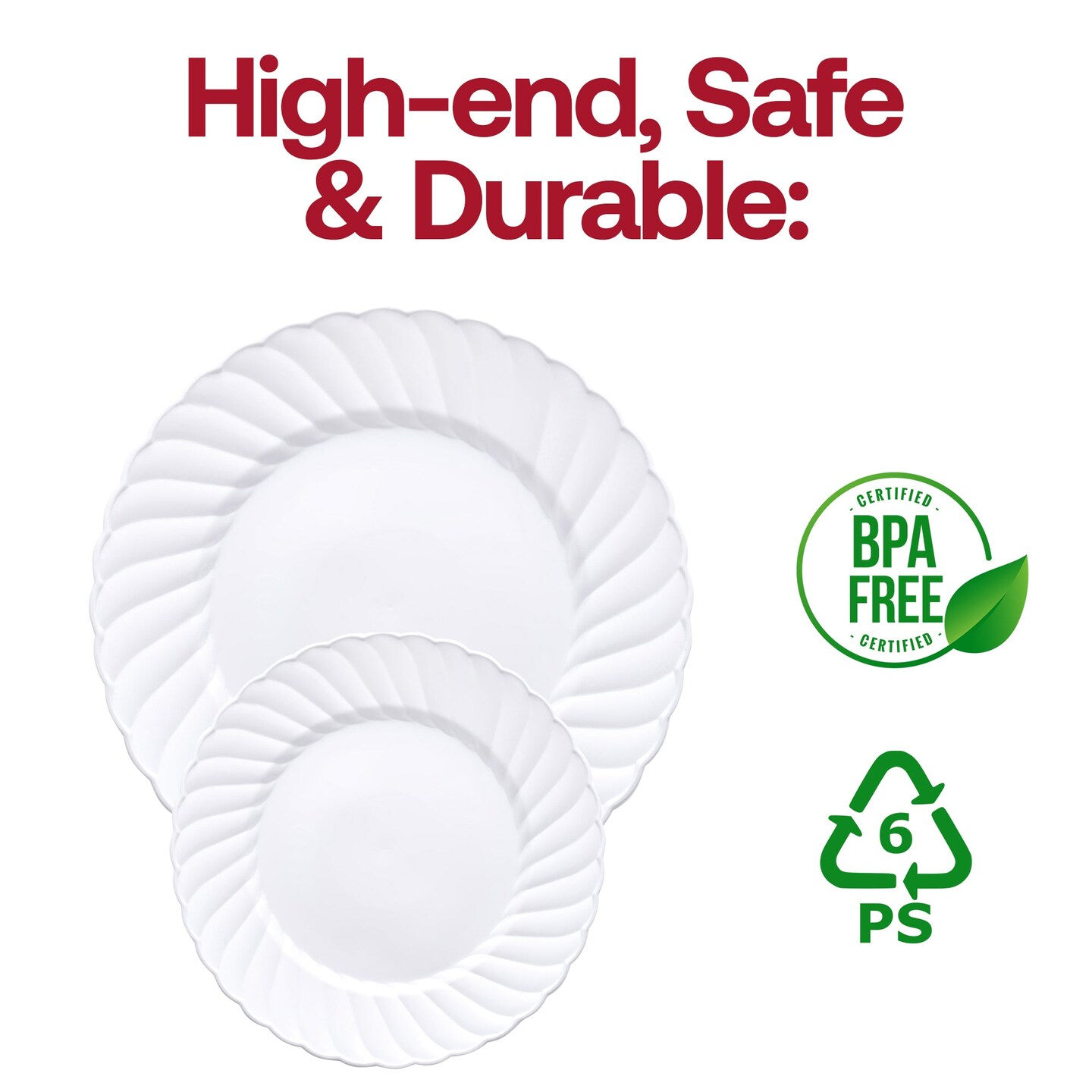 White Flair Plastic Dinner Plates - 10.25&#x22; (144 Plates)