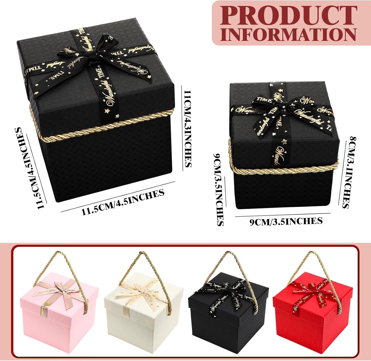 8 Pcs Christmas Boxes Decorative with Lid and Ribbon Nesting Gifts Boxes Assorted Sizes Multicolor Square Gift Wrapping Stacking Boxes for Xmas Wedding Anniversaries Birthday Party Presents