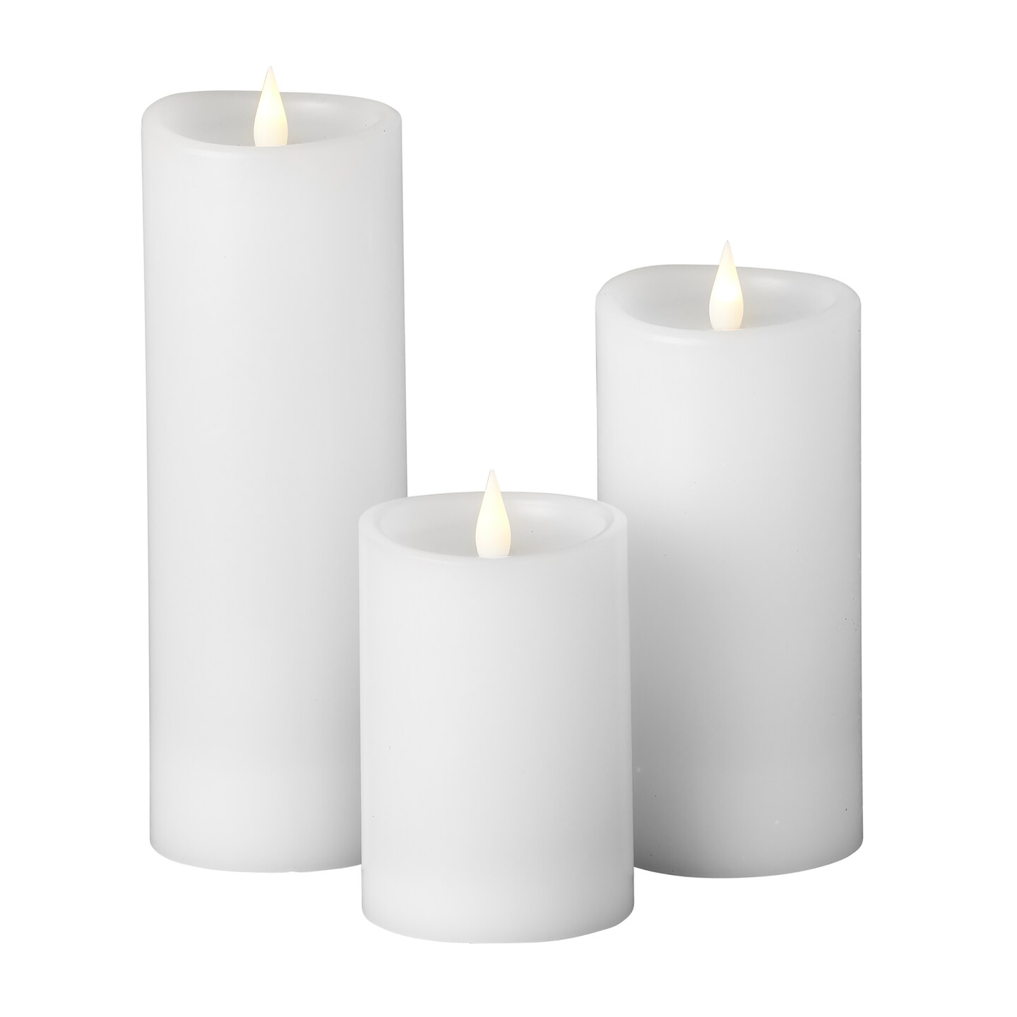 Classic Motion Flameless Candle 3pc Set - 3x5, 3x7, 3x9 White