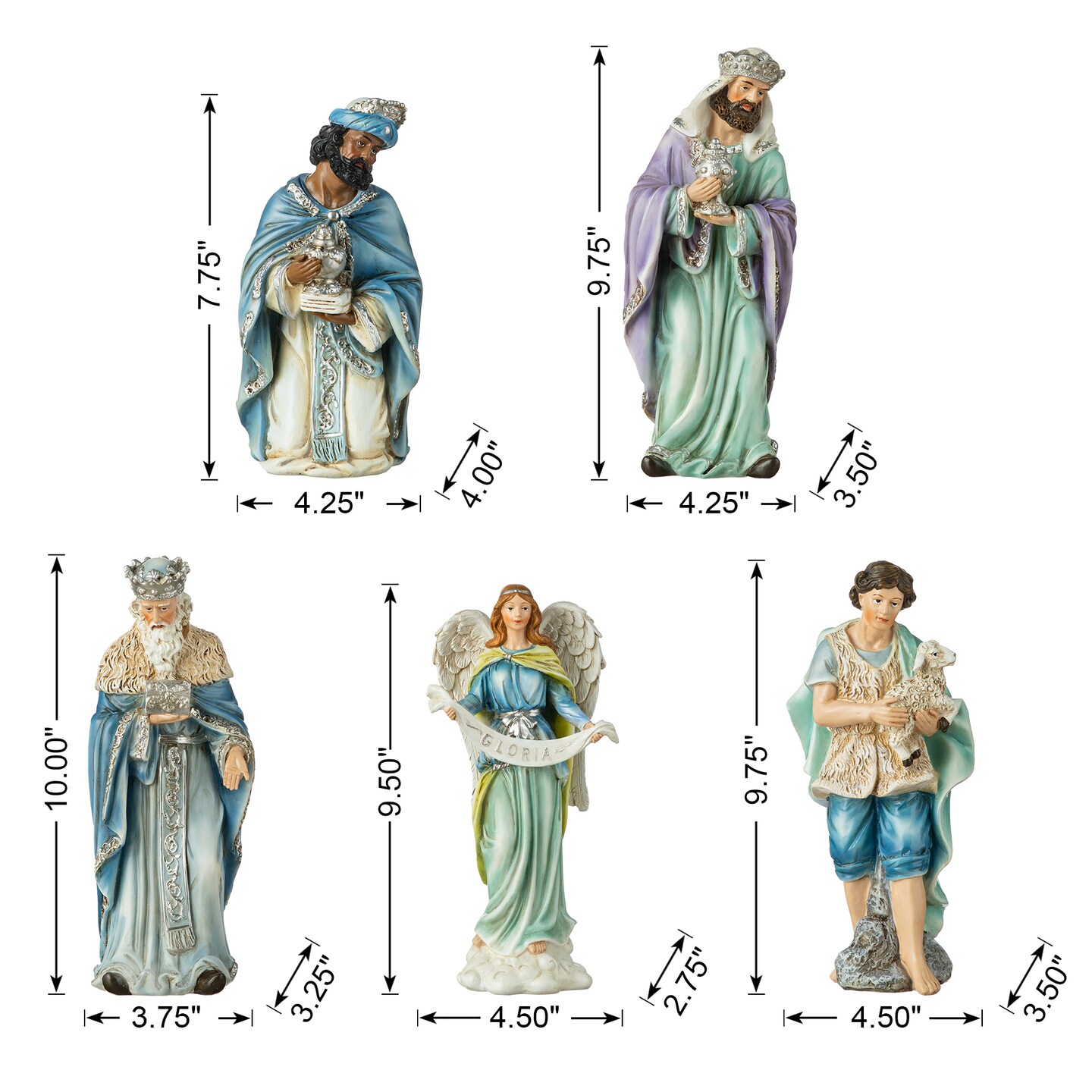 12pcs Deluxe Blue Resin Nativity Figurine Set