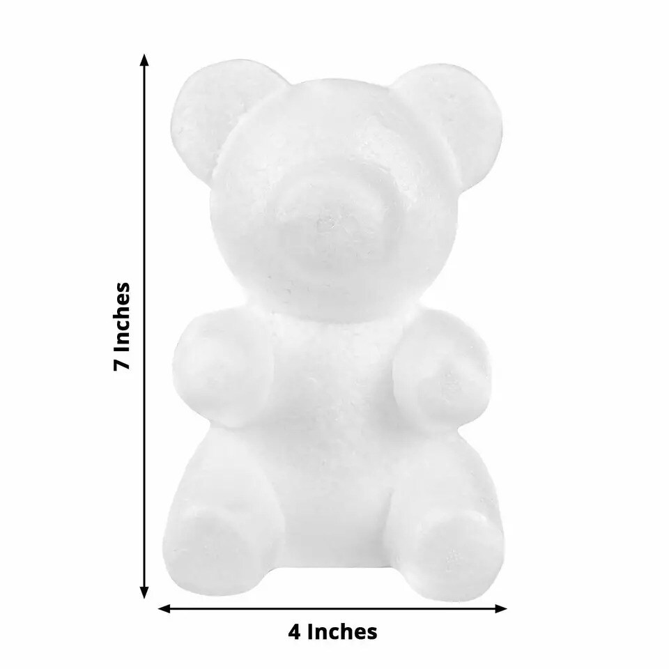 2 White 7&#x22; STYROFOAM BEAR 3D Animal Model DIY Craft Decoration Party Supplies