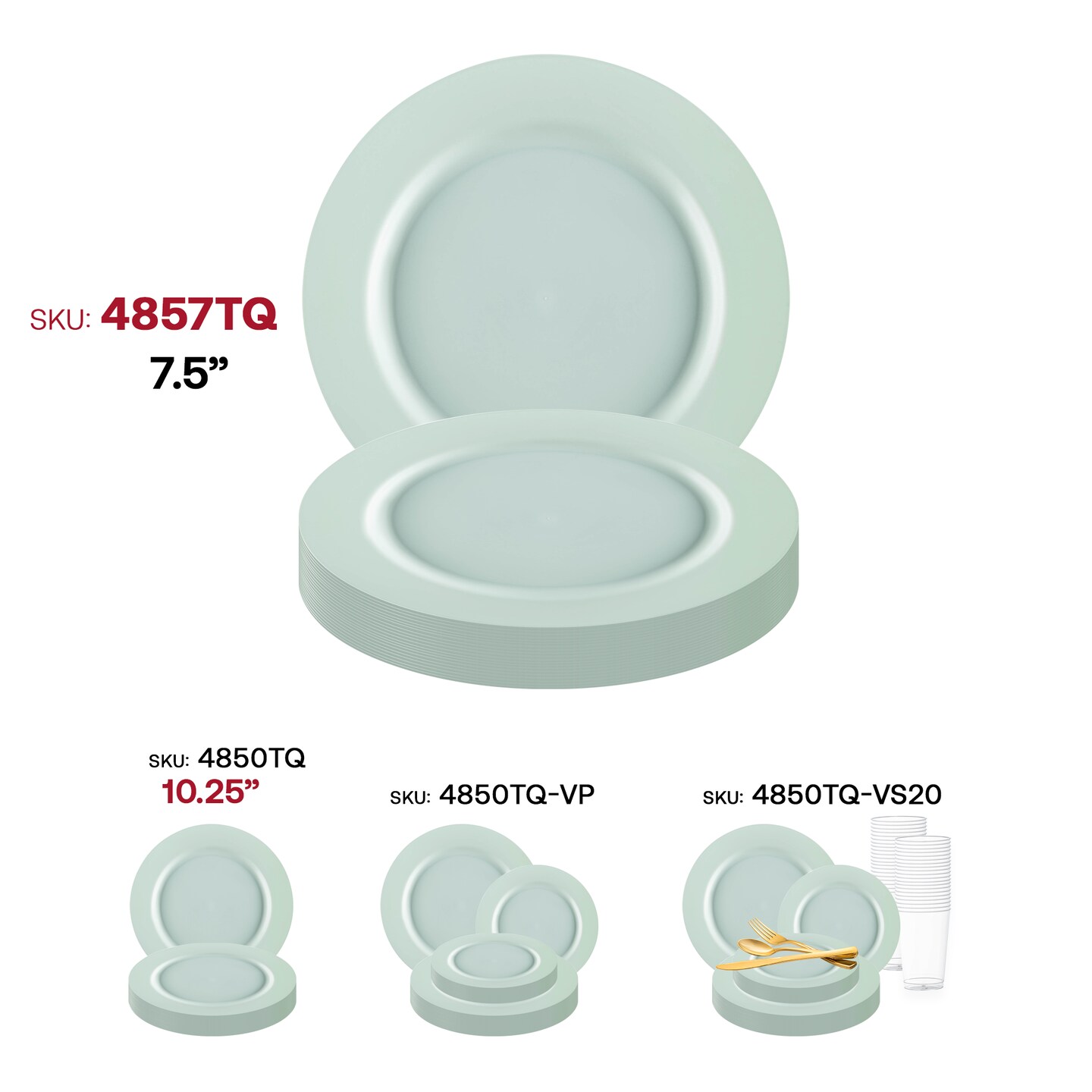 Matte Turquoise Round Disposable Plastic Appetizer/Salad Plates - 7.5&#x22; (120 Plates)