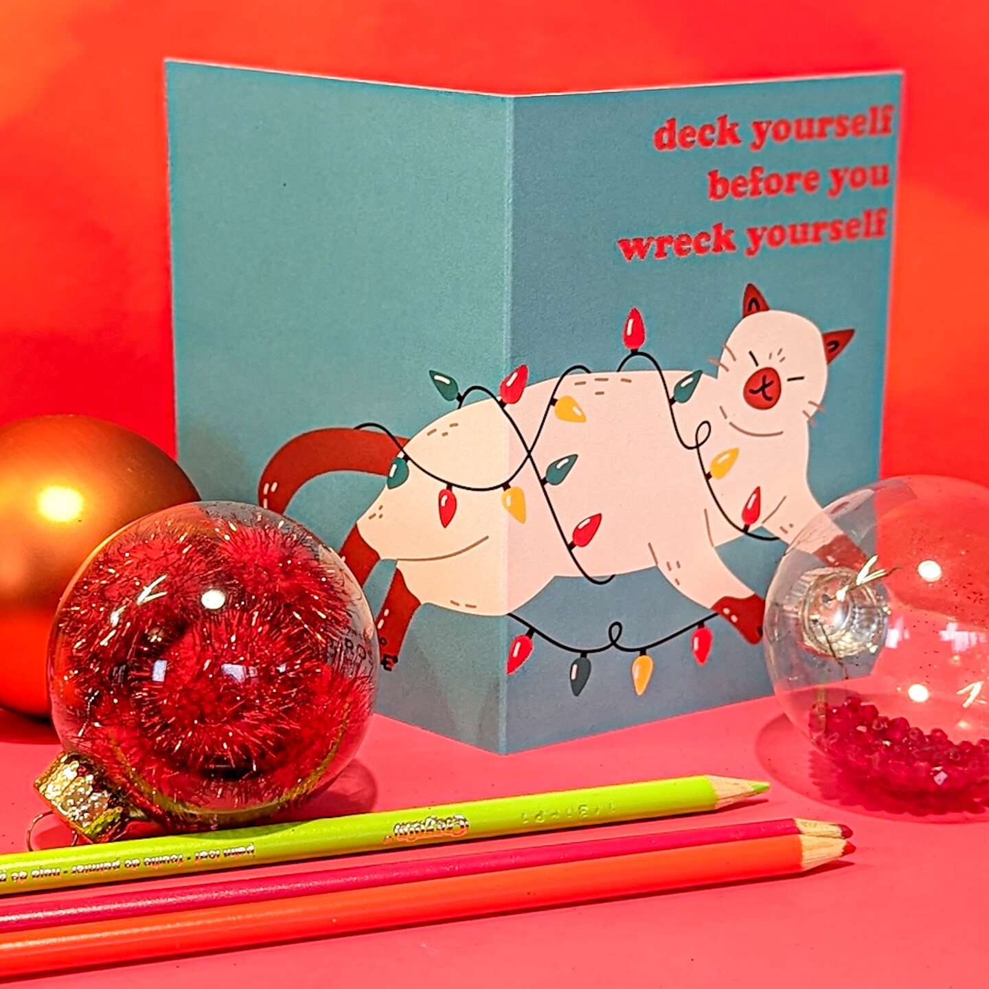 Funny Cat Christmas Cards - 24-Pack of Holiday Greeting Cards with 12 Adorable Cat Designs, Perfect for Cat Lovers to Share Merry Christmas & Happy Holiday Wishes, Blank Inside for Personalized Messages - Cute Festive Stationery Set