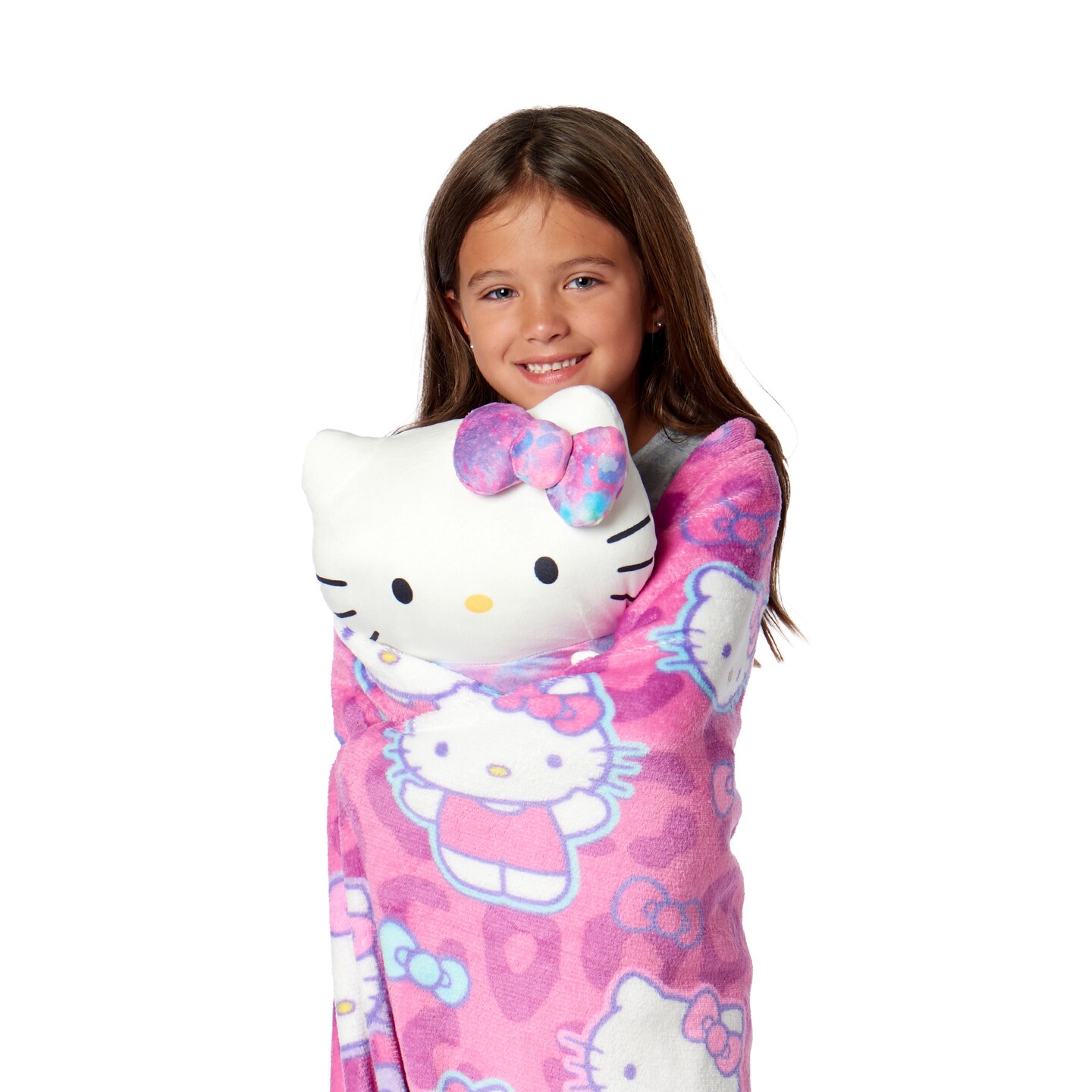 Sanrio Hello Kitty Hello Hugs Silk Touch Throw Blanket 40X50 inches and Hugger Set, 11 inches