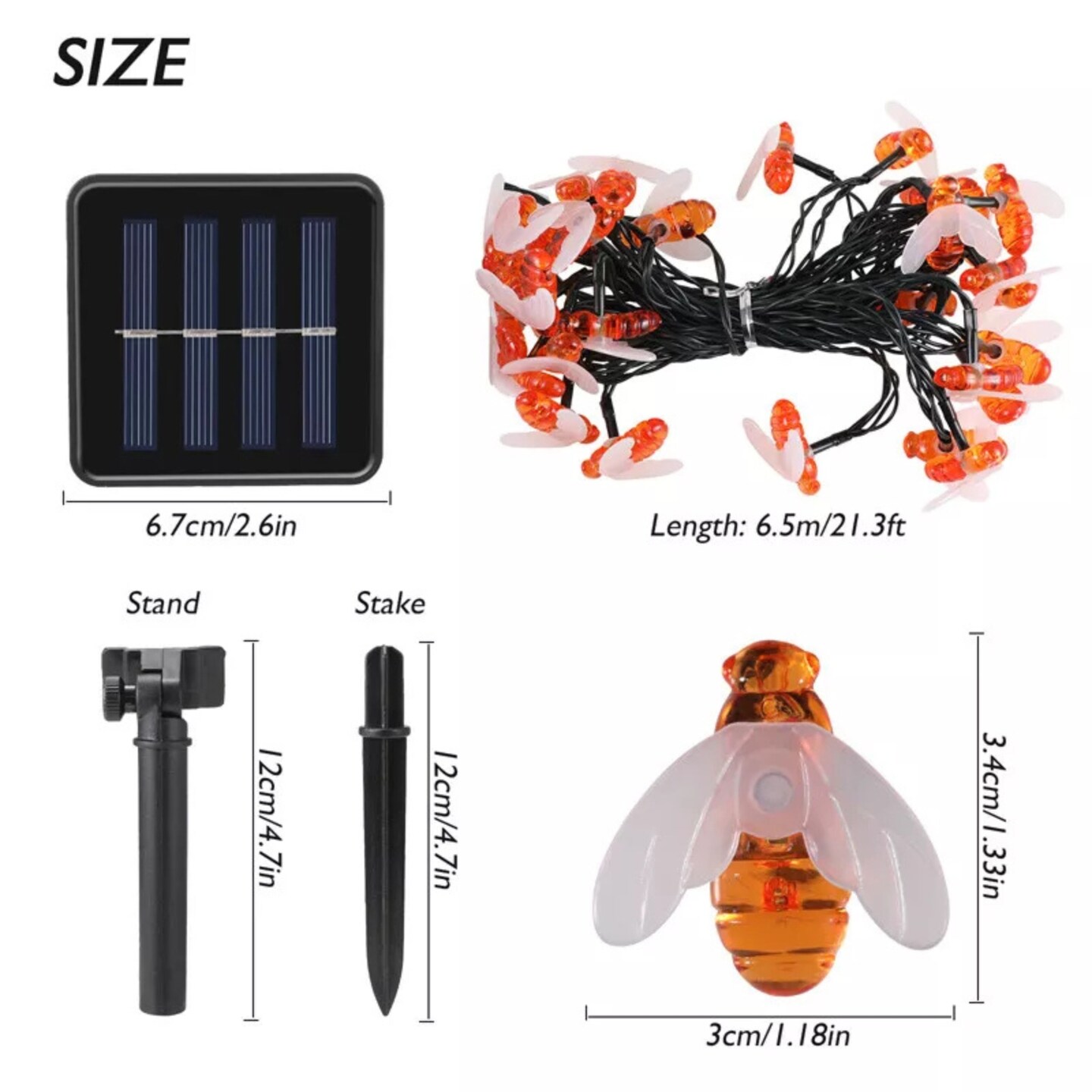 Kitcheniva Waterproof LED Solar Power Bee String Light 21 FT