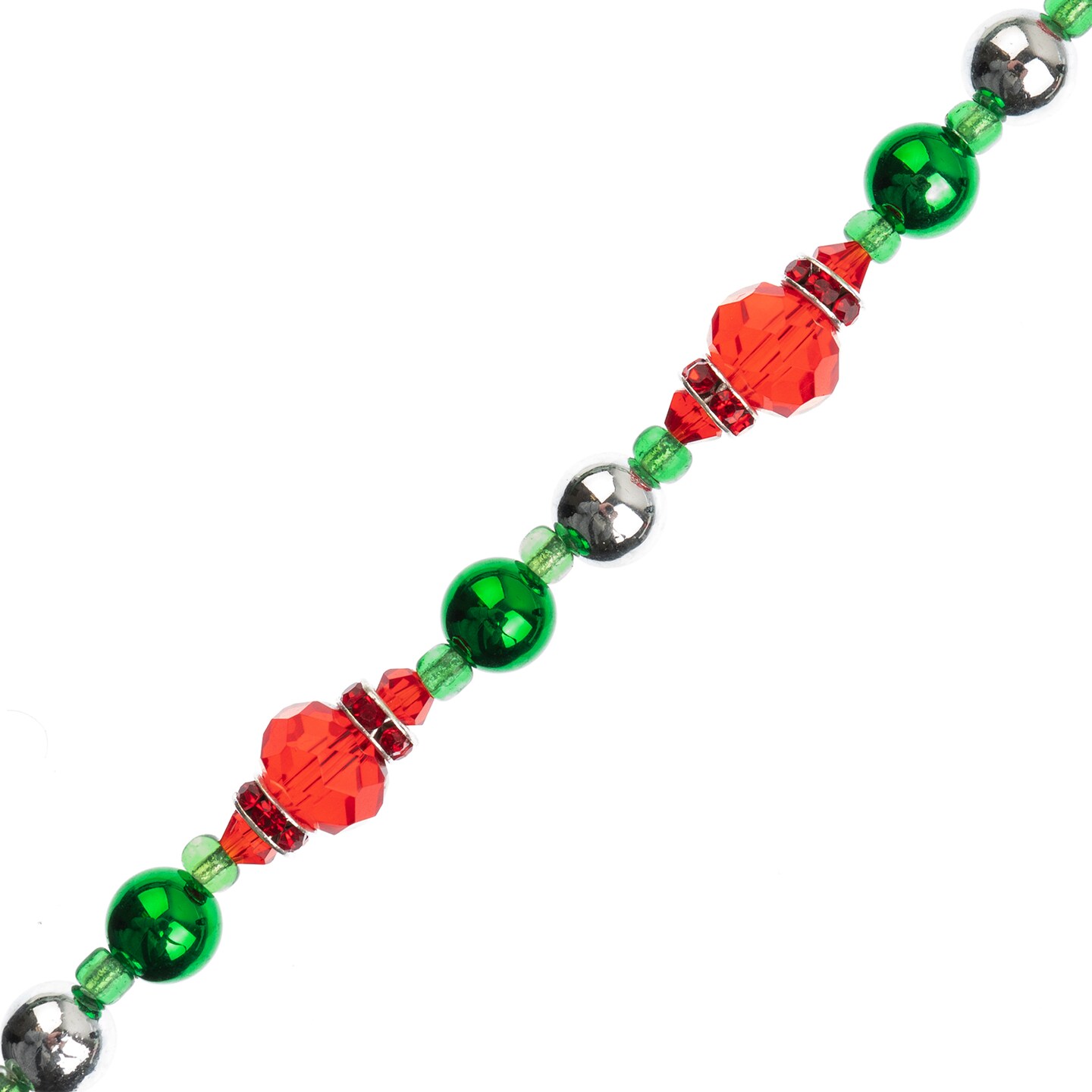 Crystal Lane DIY 7&#x22; Designer Holiday Red &#x26; Green Glass Bead Mix Strand